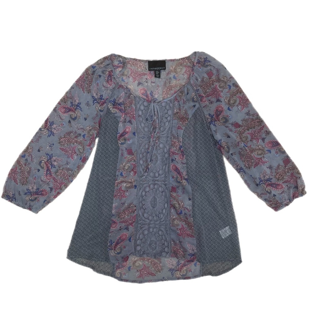 Cynthia Rowley boho floral/paisley top